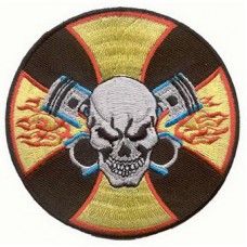 Iron-On transfer -0869 Skull Maltese Cross